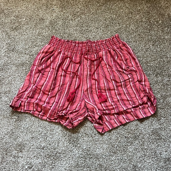 Briggs Red and Burgundy Linen Shorts - Picture 1 of 4